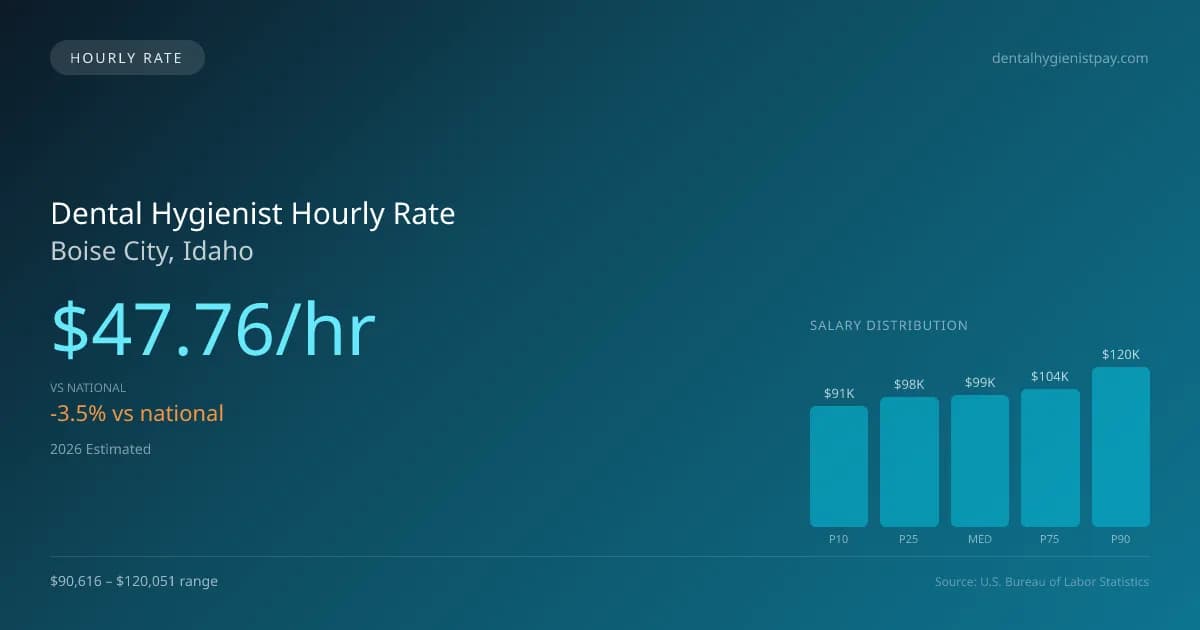 Dental Hygienist Hourly Rate in Boise City, ID — 2026 est., based on 2025 BLS