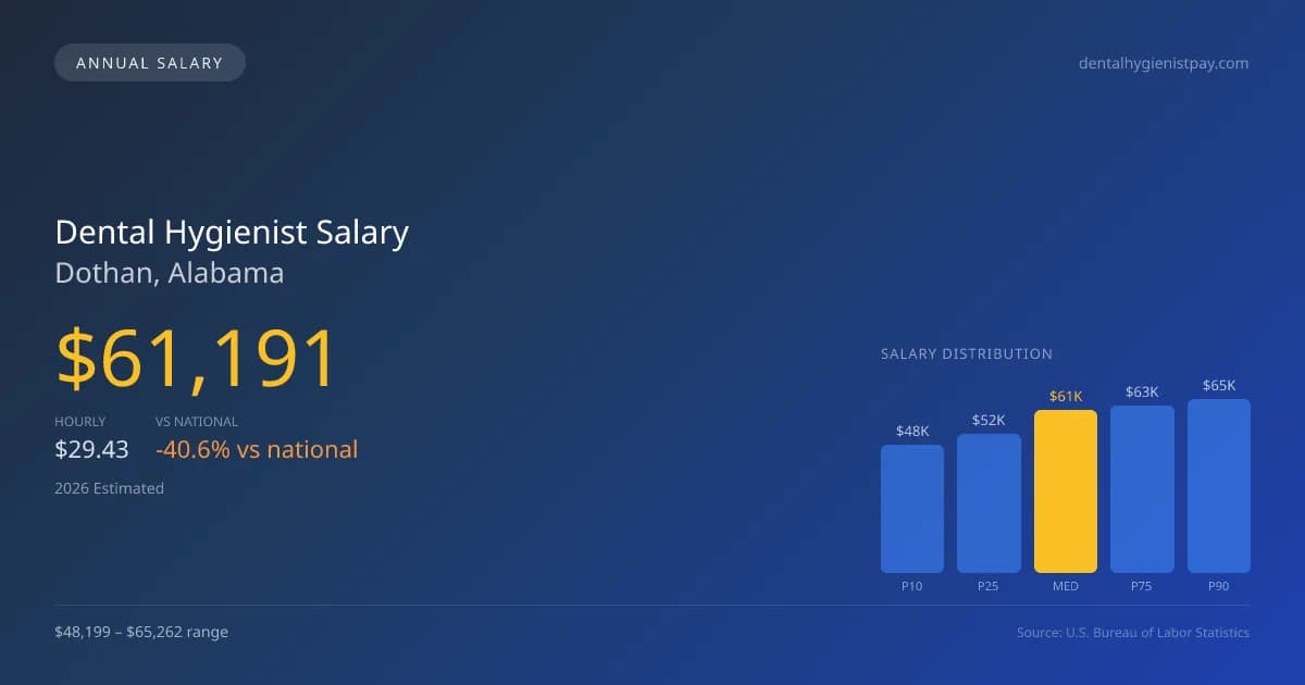 Dental Hygienist Salary in Dothan, AL — 2026 est., based on 2025 BLS